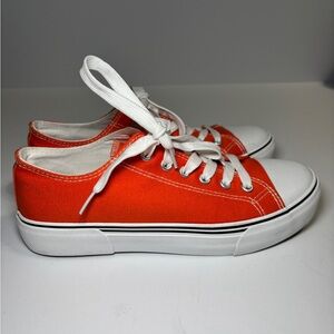 Orange canvas Sneakers with White Laces